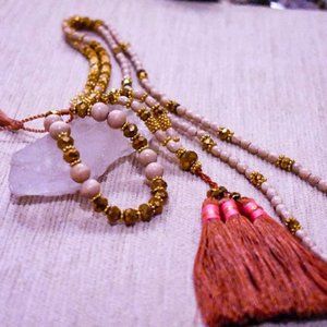 Bali mala necklace and bracelet off opal and gold